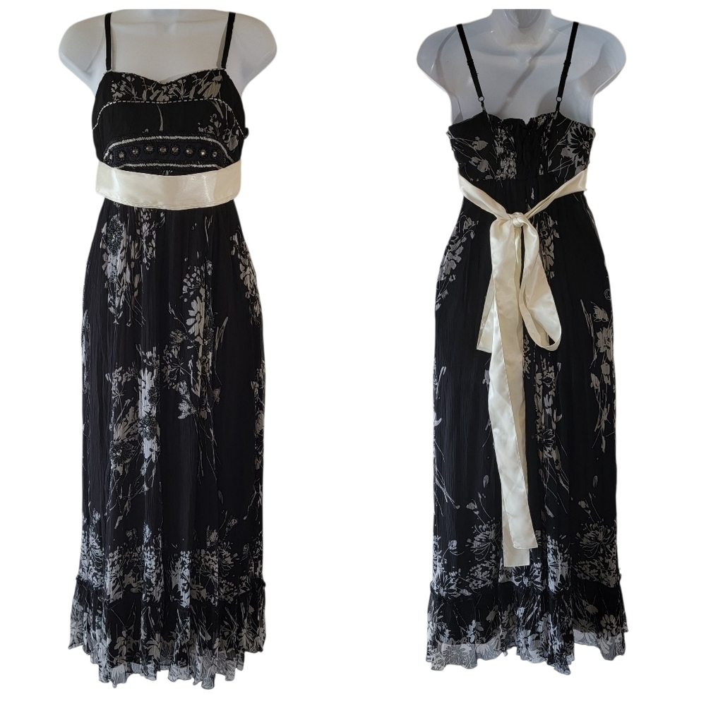 VTG Derby Y2K Black Floral Embellished Babydoll Dress S Fairy Grunge Whimsigoth